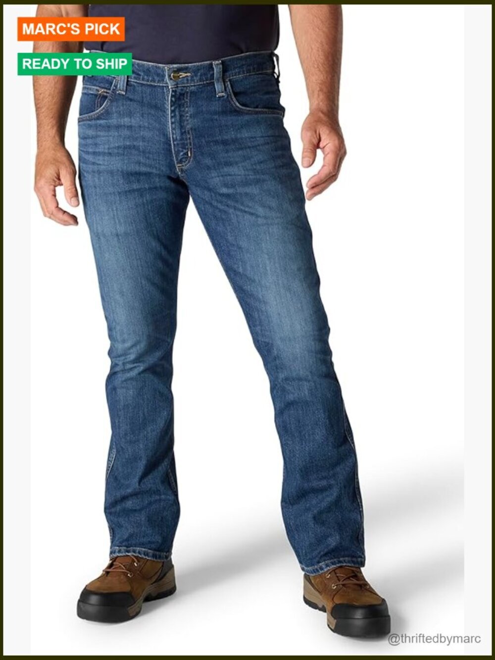 Relaxed Bootcut Work Jeans, Rugged Flex Stretch Denim, Mid Rise